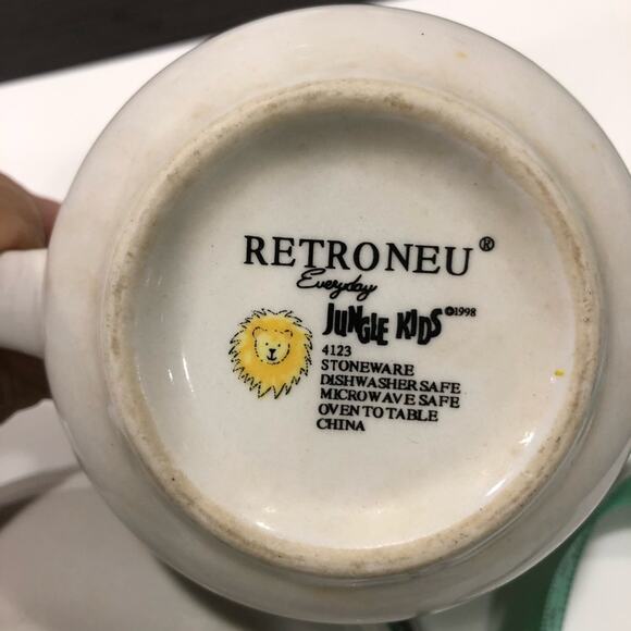 RETRONEU Everyday JUNGLE KIDS 2 Pc Stoneware Dining Set Double Handle Mug + Bowl - Picture 10 of 11